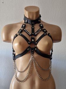 Choker top boven werk met ketting - 2046